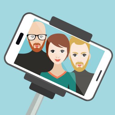 Selfie fotoğraf. Vektör karikatür çizim.