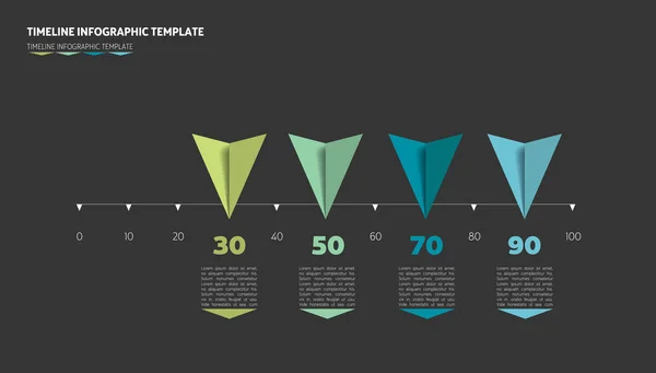 Timeline Arrow Template Horizontal Line Vector Infographic Illustration — Stock Vector