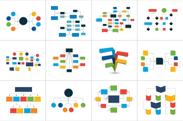 Esquemas Gráficos Aves Diagramas Mega Set Simplemente Color Editable Elementos — Vector de stock