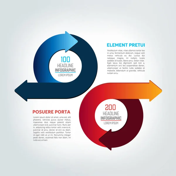 Dos Flechas Círculo Infografía Gráfico Esquema Diagrama — Vector de stock