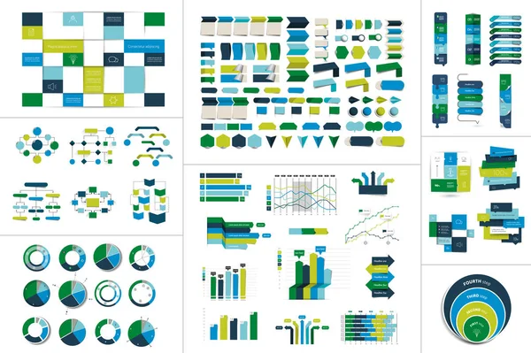 Mega Conjunto Elemento Infográfico Vector — Vector de stock