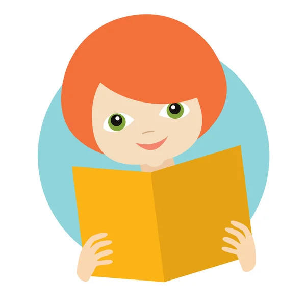 Child Kid Reading Book Flat Vector — Stock Vector