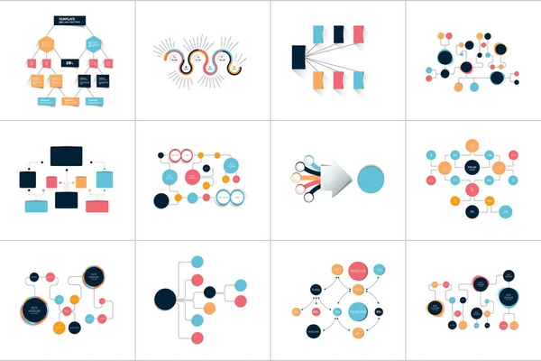 Fowcharts Schematy Diagramy Mega Zestaw Prostu Kolor Edytowalny Elementy Infografiki — Wektor stockowy