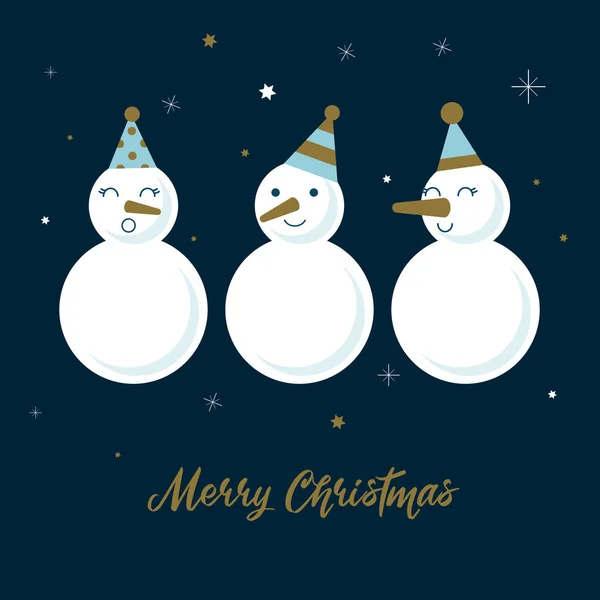Snowmen Cartoon Illustration Christmas Style Vector — Stock Vector