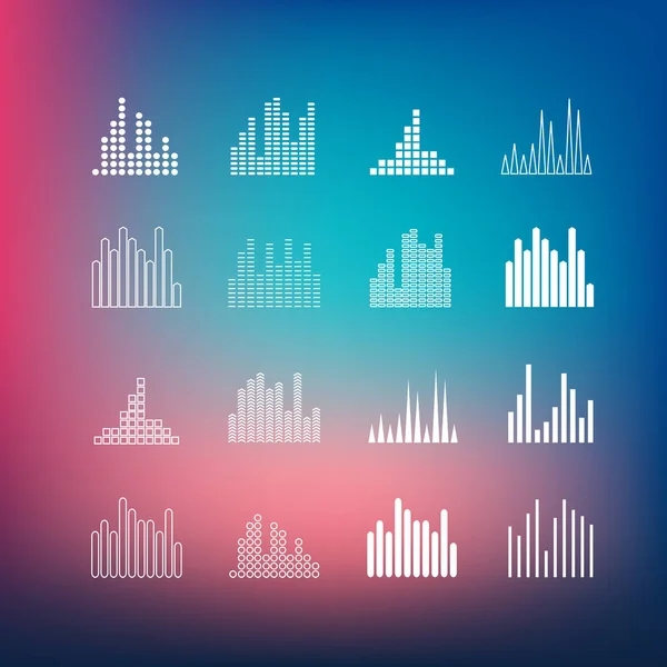 Sound Wave Shapes Blur Background Equalizer Variations — Stock Vector