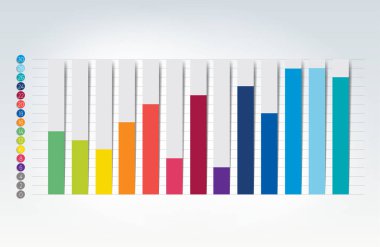 Çizelge, grafik, şema. Sadece renkler düzenlenebilir. Bilgi işleme elementi. Vektör.