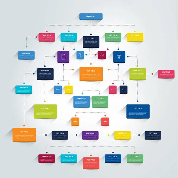 Diagrama Flujo Infográfico Esquema Sombras Colores — Archivo Imágenes Vectoriales