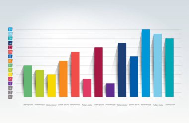 Çizelge, grafik, şema. Sadece renkler düzenlenebilir. Bilgi işleme elementi. Vektör.