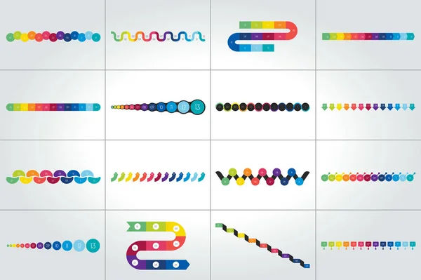 Mega Conjunto Plantillas Infografía Línea Tiempo Diagramas Presentaciones — Archivo Imágenes Vectoriales