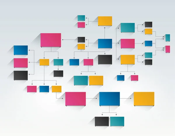 Organigramme Infographique Schéma Ombres Colorées — Image vectorielle