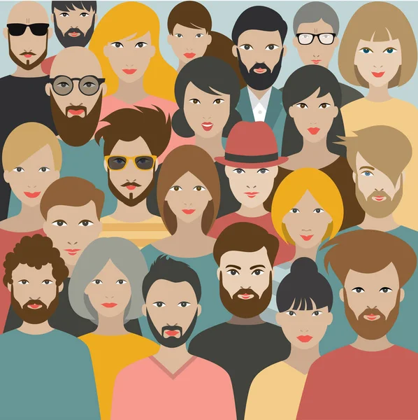 Crowd People Big Group Different People Vector — Stock Vector