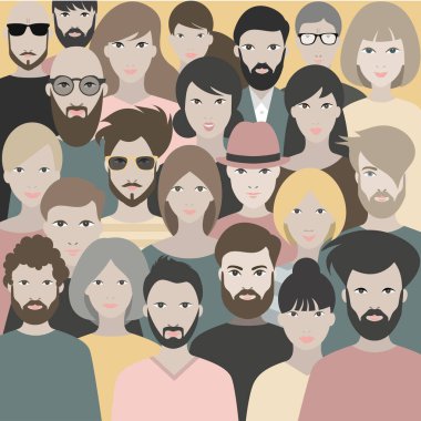 Crowd of people. A big group of different people. Vector. clipart
