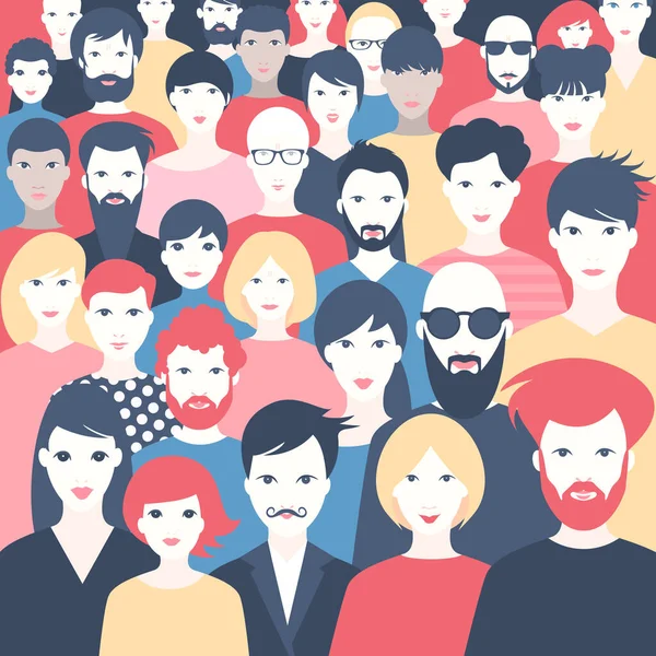 Crowd People Big Group Different People Vector — Stock Vector