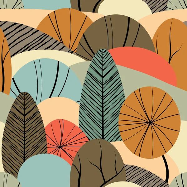 Modèle Abstrait Sans Couture Avec Plantes Feuilles Thème Forestier Texture — Image vectorielle