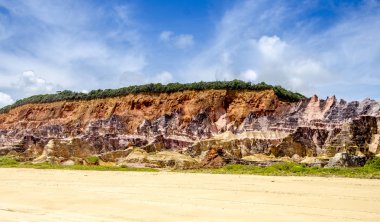 Brezilya. Alagoas devlet Gunga beach civarındaki kayalıklarla .