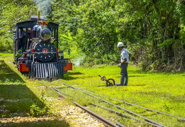 Tiradentes Brazylia Marca 2017 Pociąg Retro Stary Może Palić Tiradentes — Zdjęcie stockowe