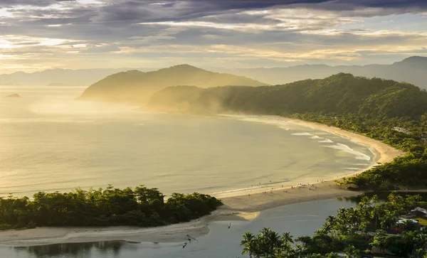 Spectacular Sunset Barra Una Beach Coast State Sao Paulo Brazil — Stock Photo, Image