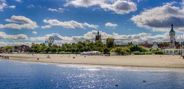 Vista Panorâmica Praia Sopot Durante Tarde Outono — Fotografia de Stock