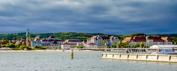 Vista Panorâmica Sopot Com Vista Para Cais Antigo Farol Arquitetura — Fotografia de Stock