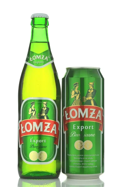 Lomza exportní pivo izolovaných na bílém pozadí — Stock fotografie