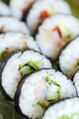 Sushi lezzetli dilim closeup