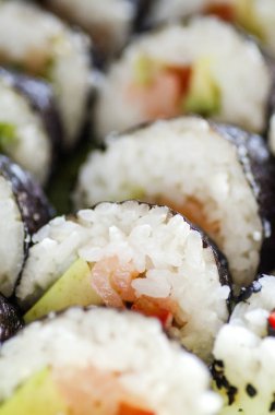 Sushi lezzetli dilim closeup