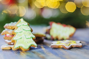 lezzetli el yapımı Zencefil kek bokeh arka plan üzerinde