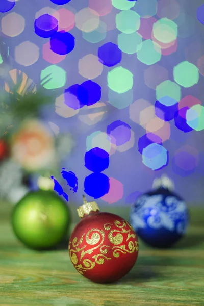 Noel Dekorasyonu Noel Topları Bokeh Arka Plan — Stok fotoğraf