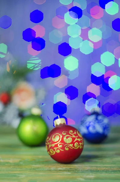 Weihnachtsdekoration Weihnachtskugeln Vor Bokeh Hintergrund — Stockfoto