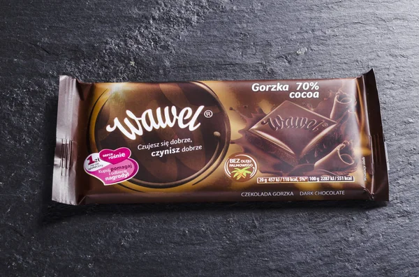 Barras Chocolate Wawel Aisladas Sobre Fondo Pizarra Piedra Wawelis Polaco — Foto de Stock