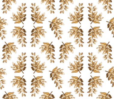 Seamless modeli. Beyaz zemin üzerine altın glitter yaprakları