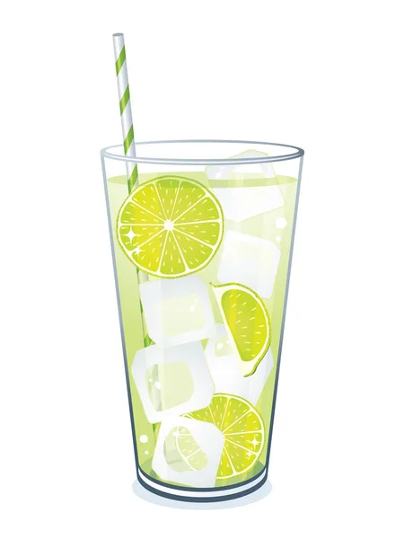 Glass of lime juice on white background. — Stock Vector