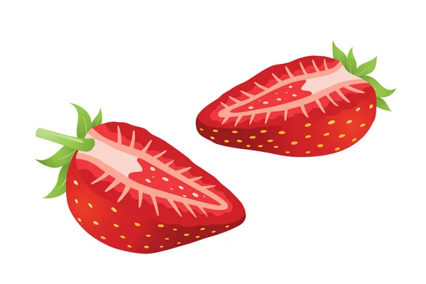 Mitades de fresa . — Vector de stock