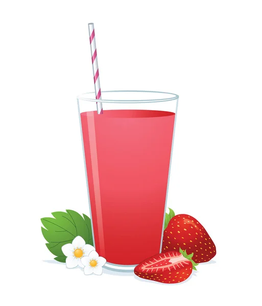Glass of strawberry juice. — Stock Vector