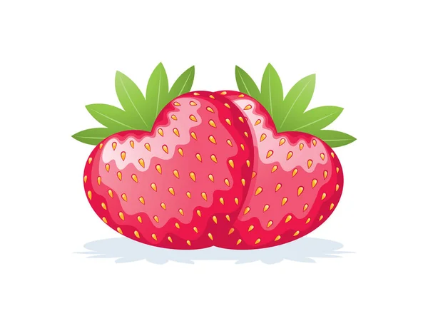 2 heart strawberries. — 스톡 벡터