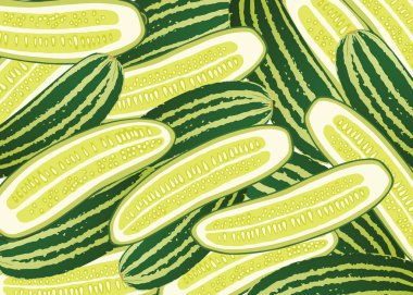 Tayland salatalığı ve dilimler. Arka planda sebzelerle örtüşüyor..