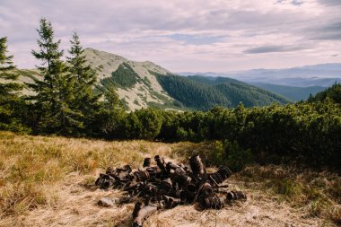 Demir çimenlere, Bukovel 'e, Ukrayna' ya yaklaşın. 