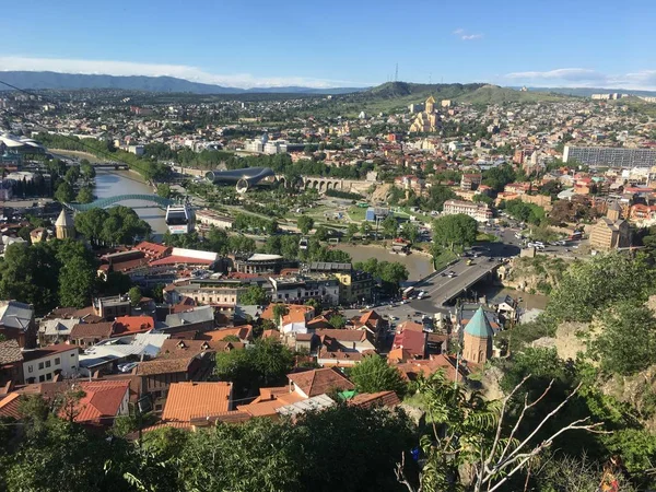 Vista Aérea Del Paisaje Urbano Tiflis Georgia — Foto de Stock