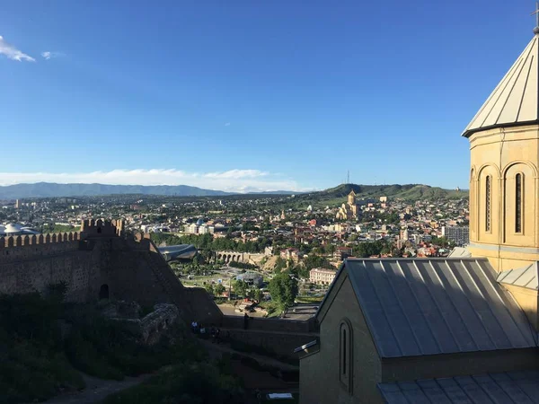 Vista Aérea Del Paisaje Urbano Tiflis Georgia — Foto de Stock