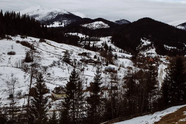 Vista Dzembronya Temporada Invierno Ucrania Concepto Viaje — Foto de Stock