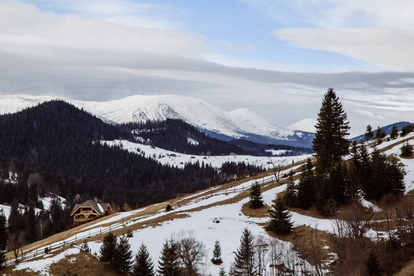 Vista Dzembronya Temporada Invierno Ucrania Concepto Viaje — Foto de Stock