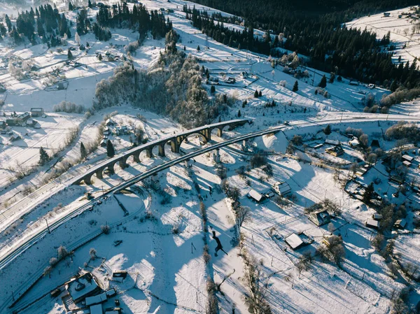 Vista Aerea Della Città Yaremche Nella Stagione Invernale Ucraina — Foto Stock