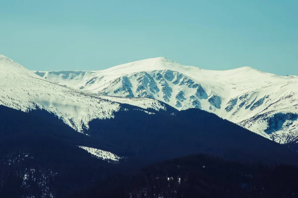 Vista Panorámica Las Montañas Bystrets Pueblo Temporada Invierno Ucrania — Foto de Stock
