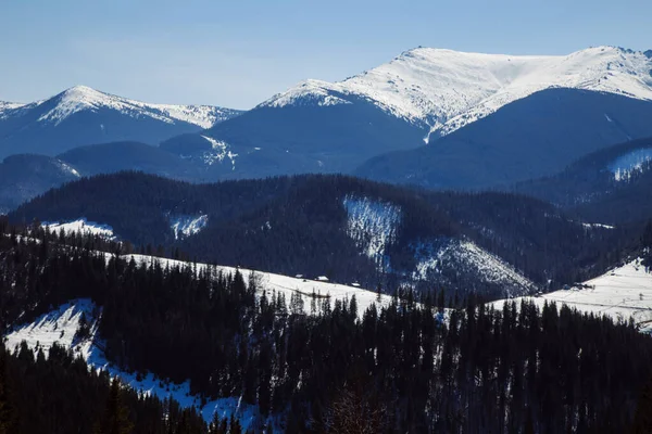 Malowniczy Widok Góry Pokryte Śniegiem Bystrety Ukraina — Zdjęcie stockowe