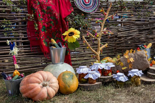 Farmstead, autumn day, vegetable harvest, harvest festival and autumn festival.