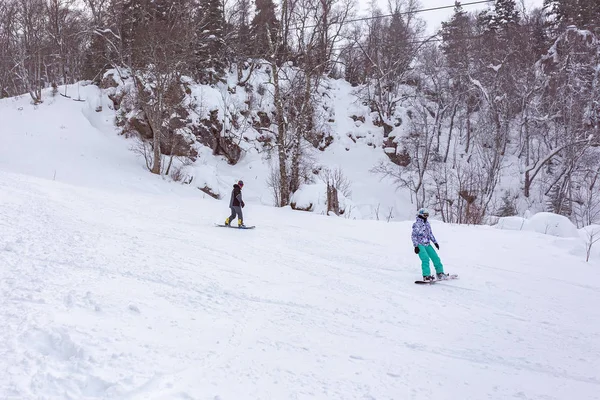 Maikop Adigeya Region Russische Federatie 2019 Recreatie Bergen Actieve Wintersport — Stockfoto