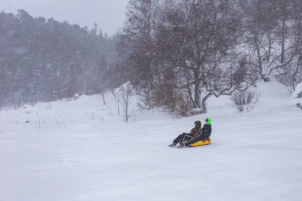 Maikop Adigeya Region Russische Federatie 2019 Recreatie Bergen Actieve Wintersport — Stockfoto