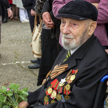 Adygeya bölgesi, Rusya Federasyonu, 05.09.2014: Rusya 'daki büyük vatanseverlik savaşının gazilerin zafer günü.