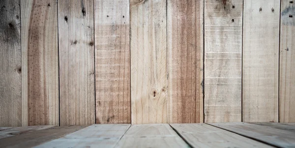 Grunge Panneau mur en bois Perspective fond bois — Photo