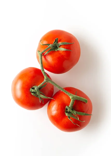 Drei frische Tomaten auf weißem Hintergrund, Bild — Stockfoto